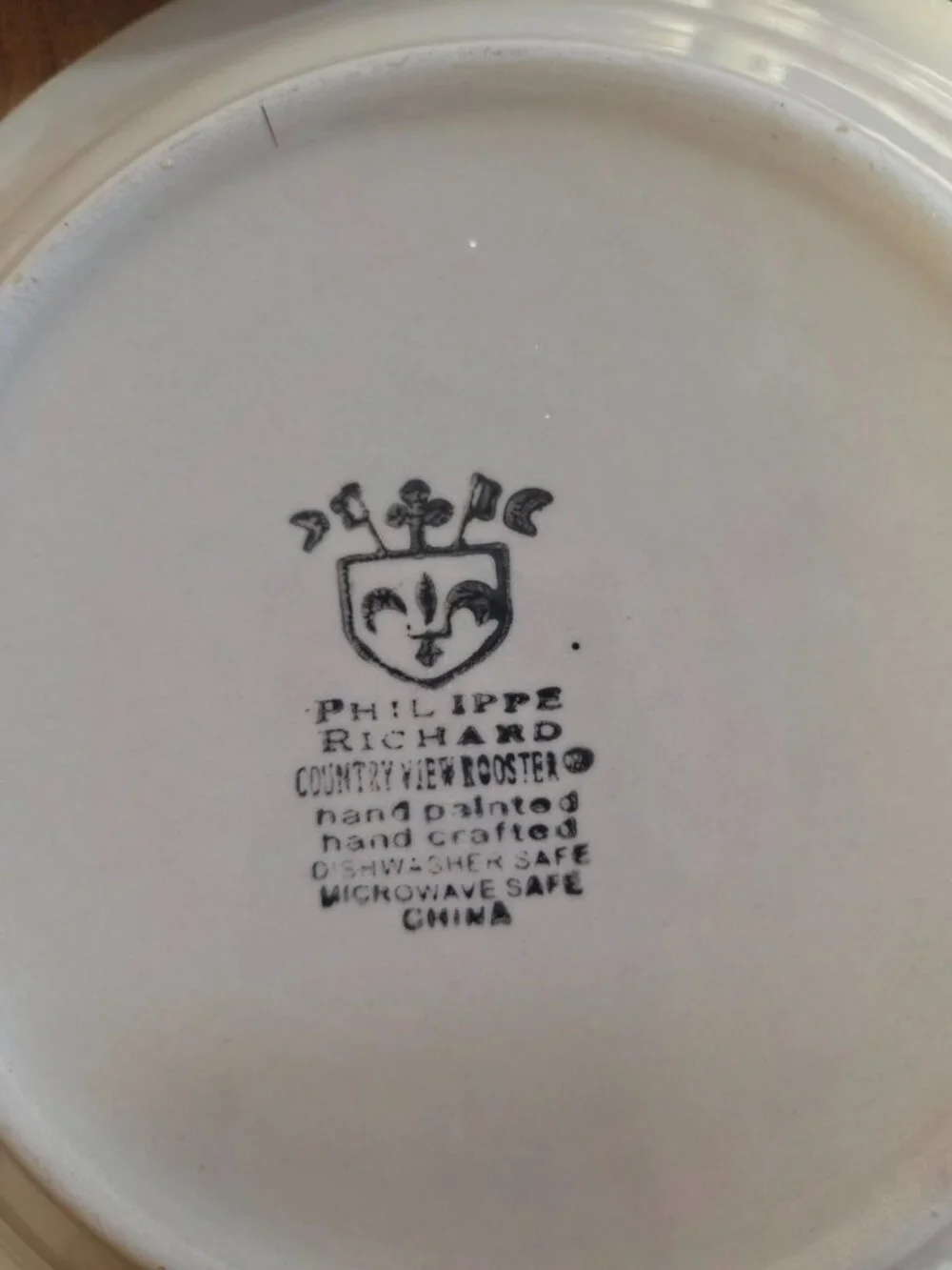 VINTAGE PHILLIPPE RICHARD HAND PAINTED ROOSTER  SALAD OR BREAD PLATES